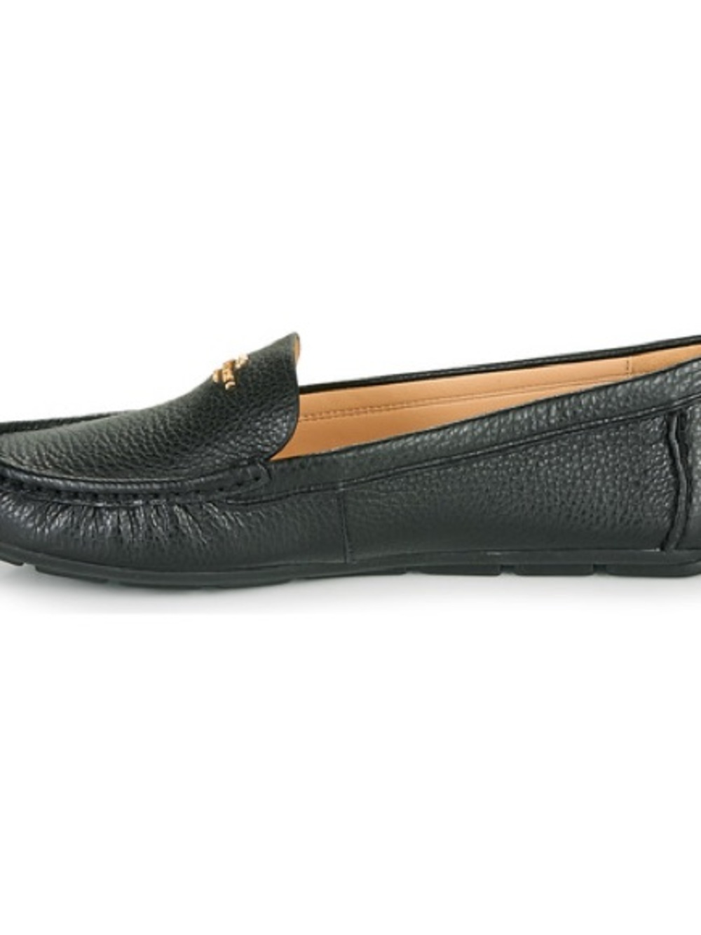 COACH ~ NWOT Black Pebbled Leather Slip-On Loafers with Classic Gold Logo - Picture 5 of 8
